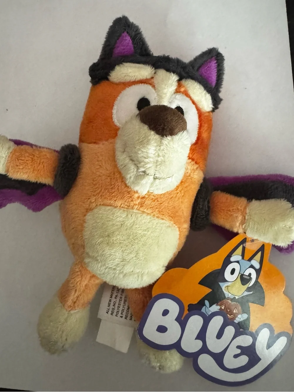 NWT! Official Bluey’s Halloween Bingo Bat Costume Plush, Backpack Clip!